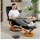 Homcom Relaxsessel Kunstleder 85 x 104 x 76 cm Grau/Schwarz mit Hocker