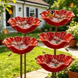 2026 Neue Blumen Gartenstecker Bienentränke Metall, Bienen-Vogeltränke,insektentränke Garten,Blumenform Fütterungsschale, Outdoor-Vogelfutterstation, Garten, Hof, Terrasse (5 pcs)