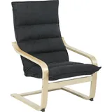 HOMCOM Moderner Wohnzimmersessel mit hoher Rückenlehne, Armlehnen und Holzbeinen, Samtbezug, Sessel für Schlafzimmer und Wohnzimmer, Schwarz   Aosom