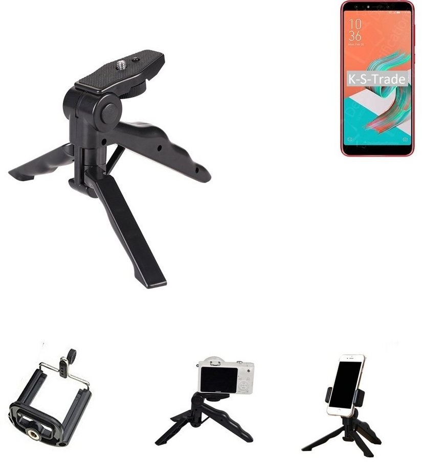 K-S-Trade für Asus ZenFone 5 Selfie Smartphone-Halterung, (Stativ Tisch-Ständer Dreibein Handy-Stativ Ständer Mini-Stativ) schwarz