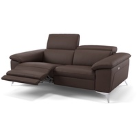 Sofanella 2-Sitzer Leder Stella, Relaxsofa, Designsofa, Designer Couch, Italienisches Sofa, 2er Sofa braun