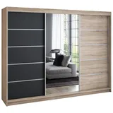 A&J MöbelLand Schiebetürenschrank VILUNO 1 200 x 215 x 59,5 cm Weiß/Schwarz