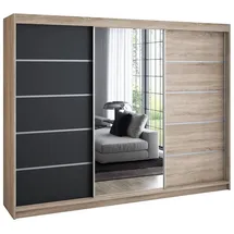 A&J MöbelLand Schiebetürenschrank VILUNO 1 200 x 215 x 59,5 cm Weiß/Schwarz