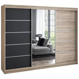 A&J MöbelLand Schiebetürenschrank VILUNO 1 200 x 215 x 59,5 cm Weiß/Schwarz