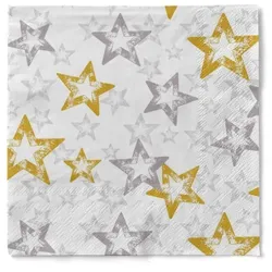 Tissue Serviette Allison, 33 x 33 cm, 3-lagig, 100 Stück - Mank - Weihnachten festlich Sterne