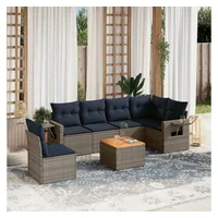 vidaXL Gartensofa-Set 7-tlg. grau Polyrattan