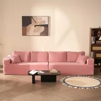 Litbird Modulares L-förmiges Ecksofa mit Schlaffunktion – rahmenloses Schlafsofa mit symmetrischem Doppelsitz, extra tiefer Sitzfläche, montagefrei, für Wohnzimmer,Rosa