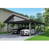 SKANHOLZ Satteldach-Carport Wallgau Schiefergrau 620 x 900 cm Dachlattung