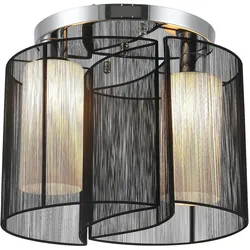 HOMCOM Deckenleuchte Stahl, Glas, Stoff