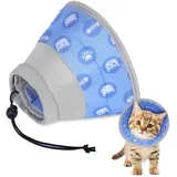 Halskrause Katze,Wiederherstellung Halsband Weich Katze Schutzkragen für Nach Operation und Verletzungen,Faltbaren Weicher Schutzkragen Katze Katzenkragen,für Katzen,Kleine Hunde (blau, S)