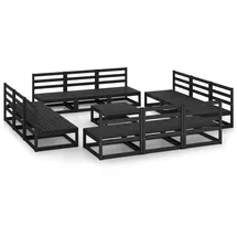vidaXL 13-tlg. Garten-Lounge-Set Schwarz Massivholz Kiefer