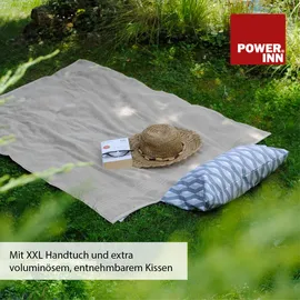 POWER INN Strandtuchtasche ca. 95x178cm | Blau/Blau | Liegehandtuch 3 in 1