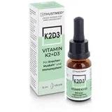 Vitamin K2+D3 - ausgewogene Kombination aus Vitamin K2 und D3-15 ml Flasche, täglich einen Tropfen einnehmen, hochdosiert, laborgeprüft, vegan, besonders rein, in Österreich produziert.