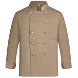 VhoMes Kochjacke mit Kühlen Netzeinsätzen Männer Frauen Kochmantel Hotel Restaurant Arbeit Uniform (Color : Beige, Size : M) - M