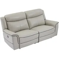 Relaxsofa 3-Sitzer elektrisch - Leder - Hellgrau - adelio