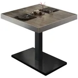 GGM Möbel BM | Bistrotisch | B:T:H 80 x 80 x 77 cm | Light Wenge / Schwarz | Quadratisch | Edelstahl Rand