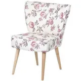 Casa Padrino Esszimmerstuhl Casa Padrino 60er Jahre Esszimmer Stuhl Weiß / Rosa / Grau / Naturfarben 51 x 68 x H. 88 cm - Retro Küchen Stuhl mit Blumenmuster - 60er Jahre Esszimmer Möbel - Retro Esszimmer Möbel