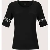 Madeleine Kurzarmshirt MADELEINE "Shirt Sommerliches Shirt mit Spitzendetail", Damen, Gr. 34, schwarz, Obermaterial: 95% Viskose CV. 5% Elasthan EL., Modern, normal, Shirts