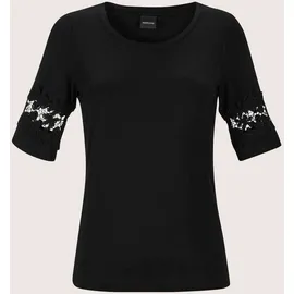 Madeleine Kurzarmshirt MADELEINE "Shirt Sommerliches Shirt mit Spitzendetail", Damen, Gr. 34, schwarz, Obermaterial: 95% Viskose CV. 5% Elasthan EL., Modern, normal, Shirts