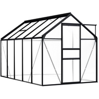 Kavolet Aluminium GewächsHaus 5,89 m2 Anlehngewächshaus, 190 x 310 x 125/195 cm Wärmeisoliert Gartenhaus Treibhaus Tomatenhaus Frühbeet Pflanzenhaus, UV beständig, 4 mm Platte, Anthrazit