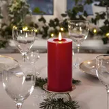 MARELIDA LED Kerze LINA Echtwachs realistische 3D Flamme H: 17,5cm rot