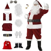 RIKCAT Herren-Weihnachtsmann-Kostüm-Set, Deluxe-Samt-Weihnachtsmann-Anzug, Outfit-Jacke, Erwachsene, Weihnachtsmann-Kostüme mit Handschuhen, 11-teilig M.