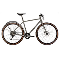 TechniBike Cooper CG-7E (E-Bike mit 7-Gang-Microshift-Schaltwerk, Brooks-Sattel, Zehus Bike Gen2 Heckmotor, Rekuperation, Rahmenhöhe 61cm) Farbe: Silber