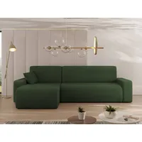 Mirjan24 Ecksofa Piano L Cord, Wohnzimmer Eckcouch mit Bettkasten und Schlaffunktion, Schwarze Füße, Wellenfeder, L-Form (Farbe: Poso 14) - Grün