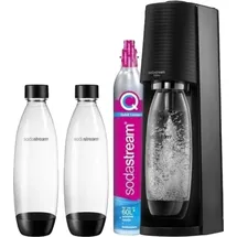 Sodastream Terra black + 2 PET-Flaschen 1 l + Zylinder