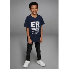 Kidsworld T-Shirt "Sprücheshirt: ER WAR`S", Jungen, Gr. 128/134, blau (marine), Jersey, Obermaterial: 100% Baumwolle, bedruckt, Basic, Basic, Rundhals, Shirts T-Shirt, Immer einen coolen Spruch parat. Sprücheshirt