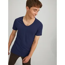 JACK & JONES T-Shirt Basic V-Neck in blauem Navy-L