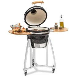 Klarstein Queensize Kamado Grill Thermometer abnehmbare Seitenteile schwarz Schwarz