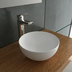 Alpenberger Rundes Waschbecken | Kleines Aufsatzwaschbecken für Badezimmer & Gäste-WC | Handwaschbecken Keramik mit Nano | Designkonzept für Bäder