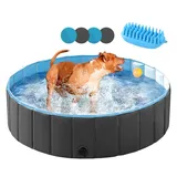 Yaheetech Hundepool Ø 100/120/140/160/180 cm, Planschbecken für Hunde Swimmingpool Hundebadewanne, faltbar schwarz Ø 120 cm x 120 cm x 120 cm x 30 cm