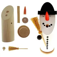 Hess Holzspielzeug 40022 - Bastelset Räuchermann 7 teilig, aus Holz, Design Schneemann mit Besen, ca. 13 cm, Dekoration für die Advents- und Weihnachtszeit aus dem Erzgebirge