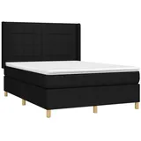 vidaXL Boxspringbett mit Matratze Schwarz 140x200 cm Stoff