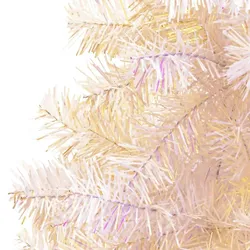 vidaXL Künstlicher Weihnachtsbaum Schillernde Spitzen Weiß 210 cm PVC