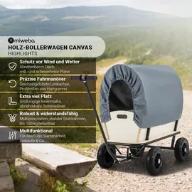 MIWEBA Bollerwagen Canvas mit Dach grau