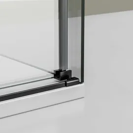 Bernstein Eckdusche mit Schiebetür Soft-Close DX906 FLEX - 8 mm Nano Echtglas - Schwarz matt - 90cm, 170cm