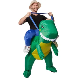 Tectake Selbstaufblasbares Aufsitzkostüm Dinosaurier Unisex Einheitsgröße