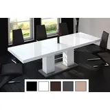 designimpex Esstisch Design HE-111 Weiß - Grau Hochglanz ausziehbar 160 bis 260 cm grau|weiß