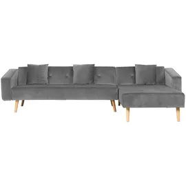 Beliani Ecksofa Grau Linksseitig Schlaffunktion Modern Wohnzimmer - Grau/Hellbraun