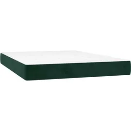 vidaXL Boxspringbett mit Matratze & LED Dunkelgrün 140x200 cm Samt