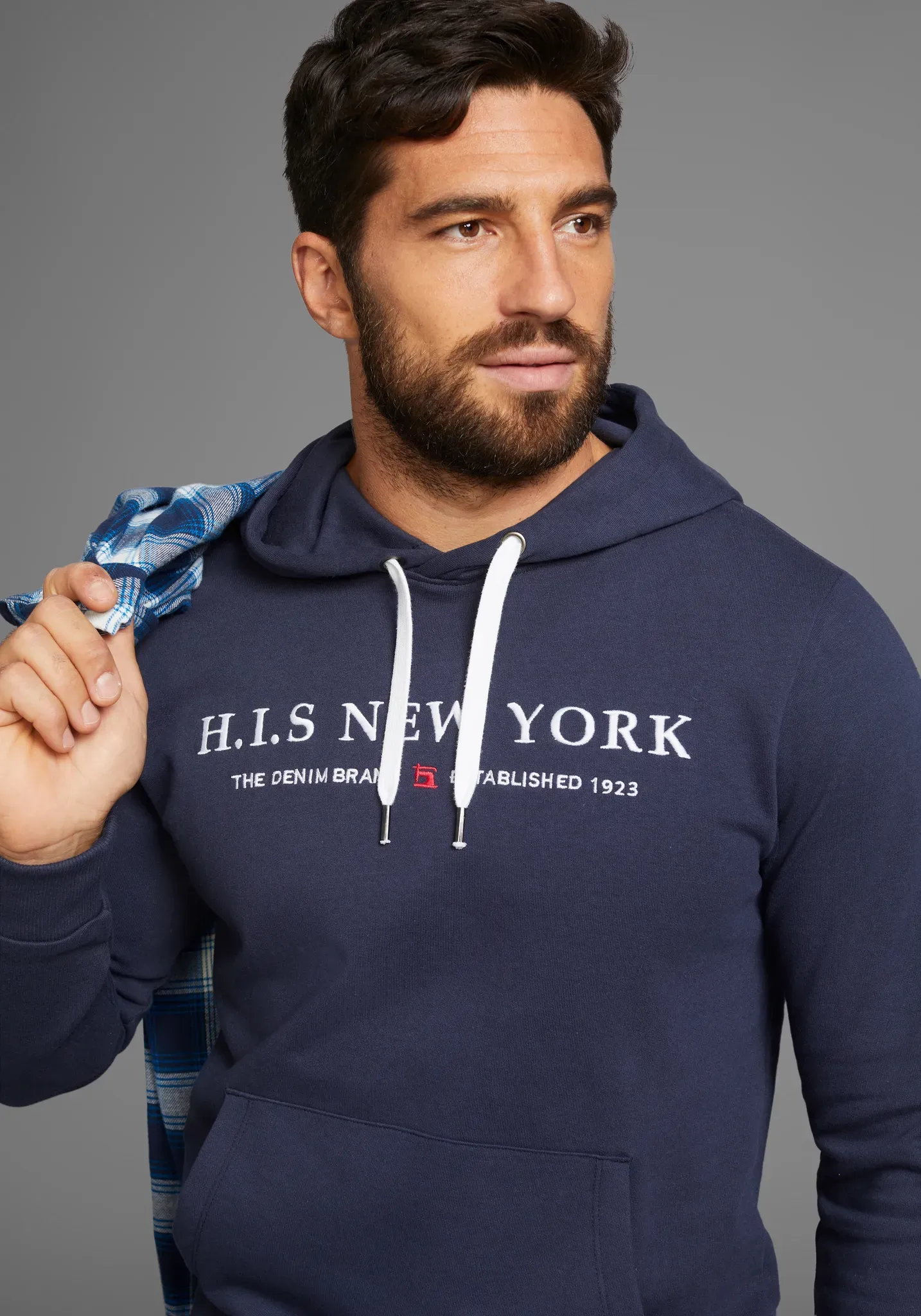 Kapuzensweatshirt H.I.S Gr. M, blau (marine) Herren Sweatshirts mit Logoprint - NEUE KOLLEKTION