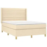 vidaXL Boxspringbett mit Matratze & LED Creme 140x200 cm Stoff