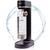 Sodafixx Wassersprudler Schwarz - Soda Maker + 1 PET Wasserflasche 0,85L - Sprudelwasser Maschine ohne Strom - Wasser Sprudel Gerät für 60L CO2 Zylinder - Sprudelwasser Flasche - Soda Wassersprudler