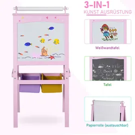 Homcom Kinderstaffelei, Rosa Holz, 50.5x118x58.5 cm,