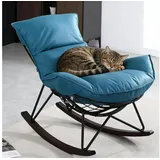 LuxusKollektion Schaukelsessel Schaukelsessel Schwingsessel Metallgestell 150kg Sitzfläche Blau