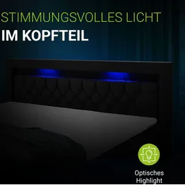 Juskys Boxspringbett Leona - Samt & Schwarz