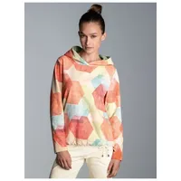 Trigema Kapuzensweatshirt » Fleece-Hoodie mit buntem Allover-Print«, Gr. XXL, peach, , 88345725-XXL